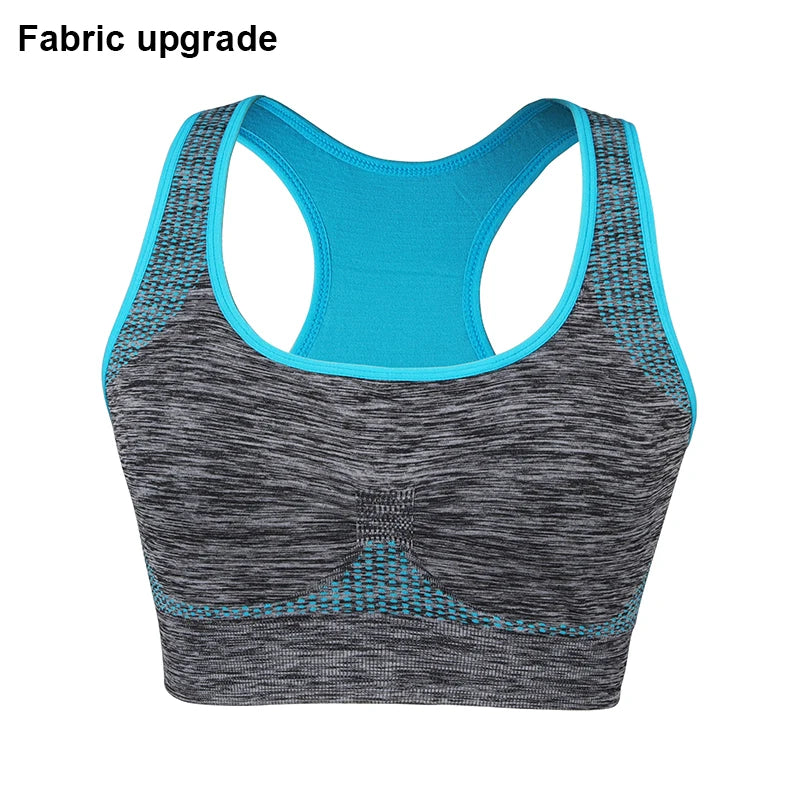 Shockproof Quick Dry Sports Crop Top Women Padded Gather Yoga Bra Push up Gym Running Seamless Workout Fitness Bra