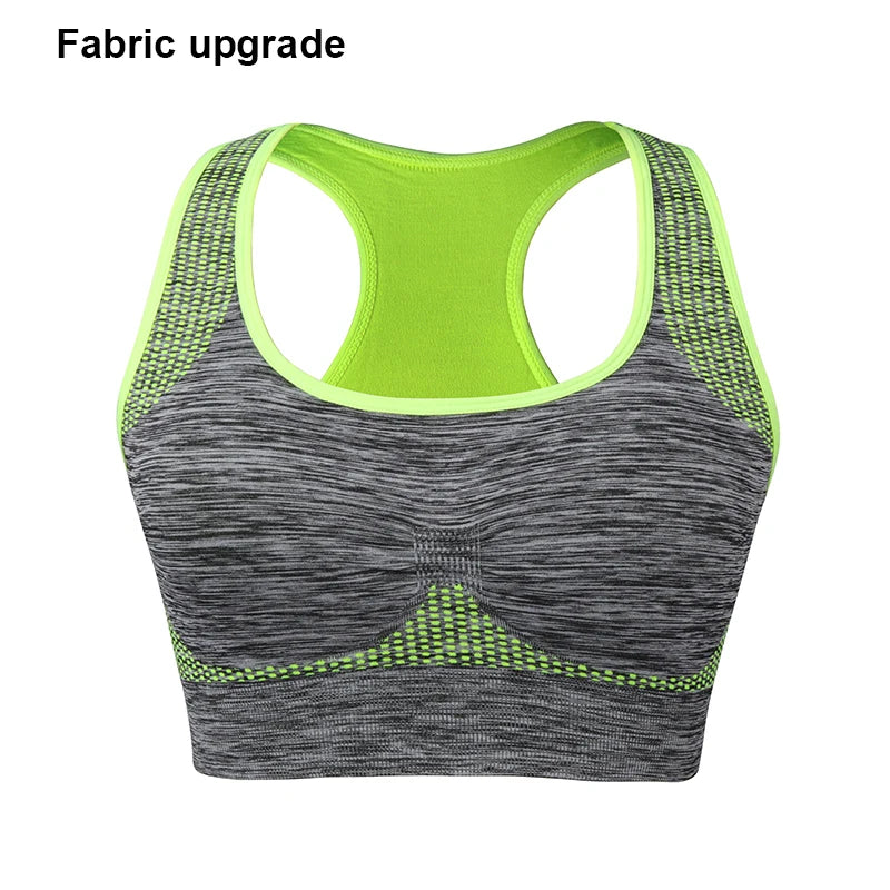 Shockproof Quick Dry Sports Crop Top Women Padded Gather Yoga Bra Push up Gym Running Seamless Workout Fitness Bra