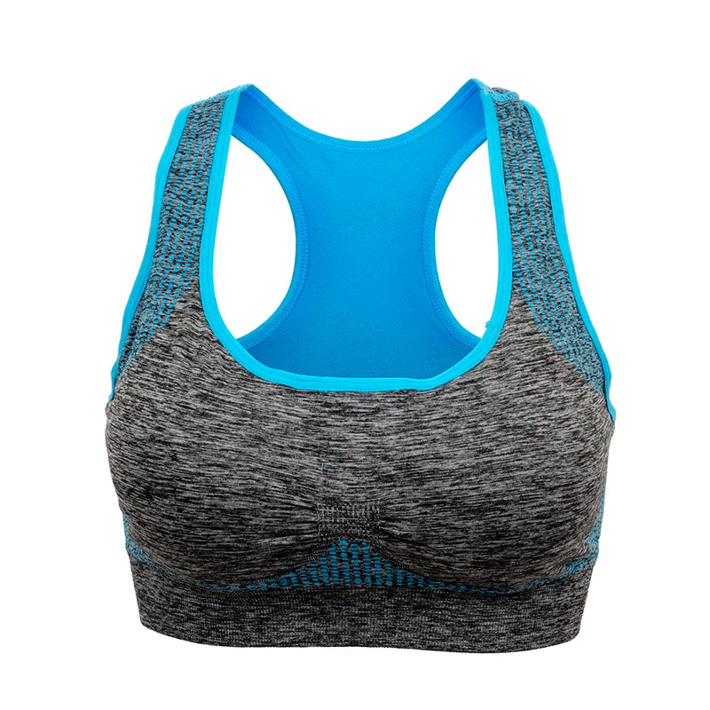 Shockproof Quick Dry Sports Crop Top Women Padded Gather Yoga Bra Push up Gym Running Seamless Workout Fitness Bra